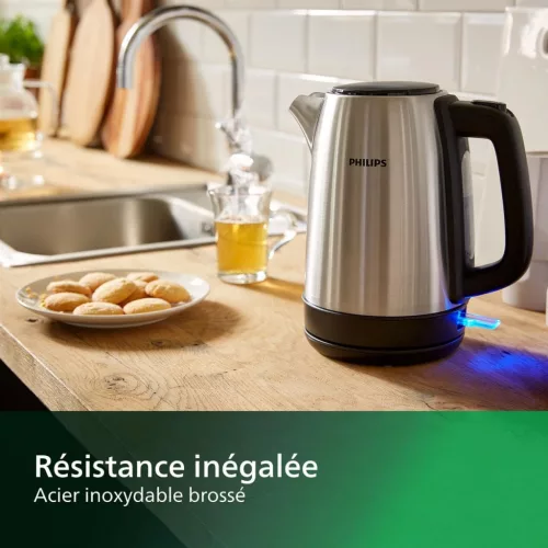 Philips Daily Inox Vízforraló 1,7L - 2200W, Gyorsforralás, 360°-os Vezeték Nélküli Alap, Tavaszfedéllel, Vízkőszűrővel