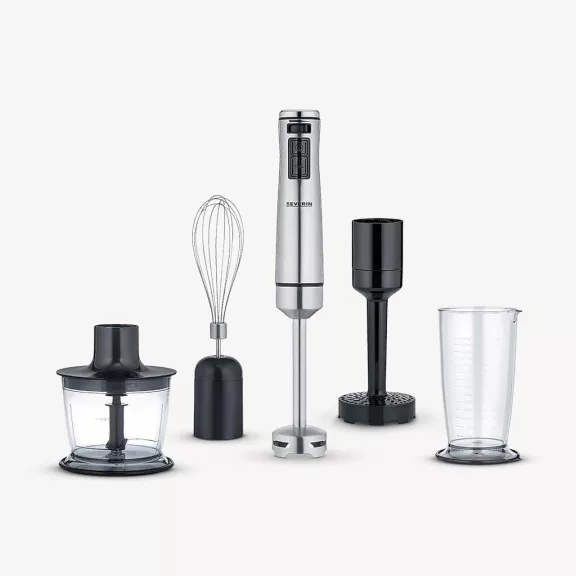 Severin SM3774 1000W Kézi Mixer Prémium Készlettel - 4 Penge, 500 ml, Fekete/Ezüst