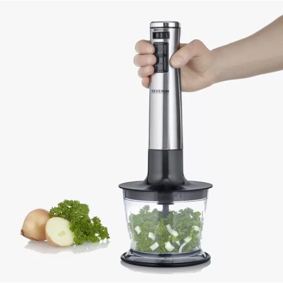 Severin SM3774 1000W Kézi Mixer Prémium Készlettel - 4 Penge, 500 ml, Fekete/Ezüst