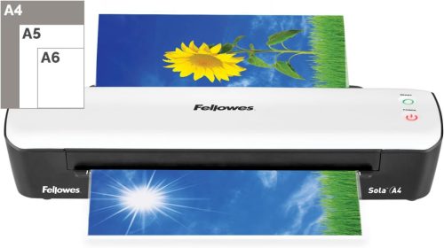 Fellowes Sola A4 laminálógép, 4 perces bemelegedés, 80-125 mikron, fehér/fekete