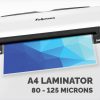 Fellowes Sola A4 laminálógép, 4 perces bemelegedés, 80-125 mikron, fehér/fekete