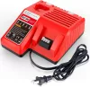 WECACHWE Milwaukee Akkutöltő, 12V-18V Lítium-Ion Szerszámakku, 100-240V AC, 10,8-18V 3A DC, Gyors Töltés 1 h, Biztonsági Védelem, Milwaukee Csatlakozó, CE, Piros