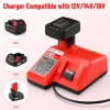 WECACHWE Milwaukee Akkutöltő, 12V-18V Lítium-Ion Szerszámakku, 100-240V AC, 10,8-18V 3A DC, Gyors Töltés 1 h, Biztonsági Védelem, Milwaukee Csatlakozó, CE, Piros