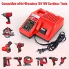 WECACHWE Milwaukee Akkutöltő, 12V-18V Lítium-Ion Szerszámakku, 100-240V AC, 10,8-18V 3A DC, Gyors Töltés 1 h, Biztonsági Védelem, Milwaukee Csatlakozó, CE, Piros