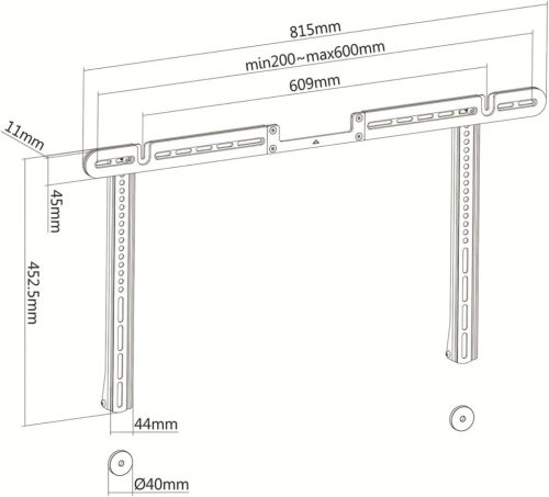 PureMounts PM-SOM-110 Fali Hangszóró Tartó Sonos Arc-hoz, 10 kg Teherbírás, Fekete