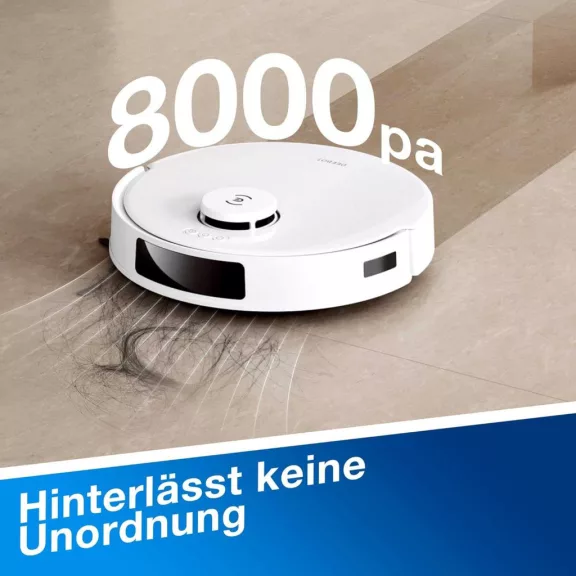 ECOVACS Deebot N20 Plus Robotporszívó, Felmosó Funkció, 8000 Pa Szívóerő, Porzsákmentes PureCyclone Állomás, ZeroTangle, HEPA Szűrő, Fehér