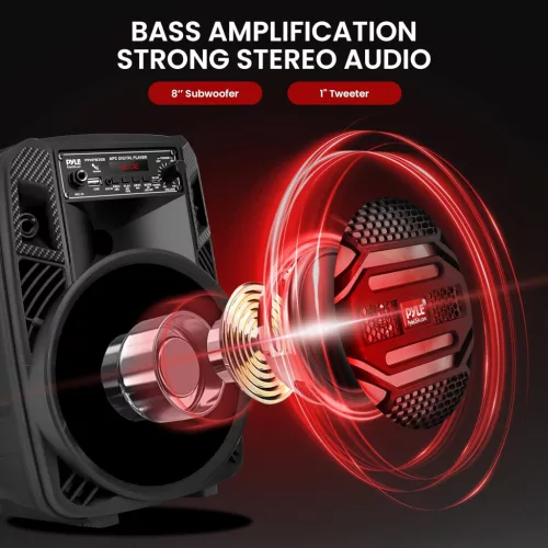 Pyle 300W Hordozható Bluetooth PA Rendszer 8” Mélysugárzóval