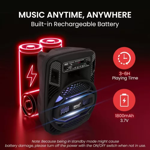 Pyle 300W Hordozható Bluetooth PA Rendszer 8” Mélysugárzóval
