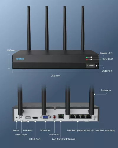 REOLINK 4K 16 csatornás WiFi NVR Wi-Fi 6-tal és 2TB HDD-vel