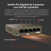 Tenda TEG1105PD PoE Switch, 5 Port Gigabit, 4x PoE PSE, 1x PoE PD, IEEE 802.3af, 22W PoE Költségkeret, Fém Ház, Asztali, Fali, Fekete