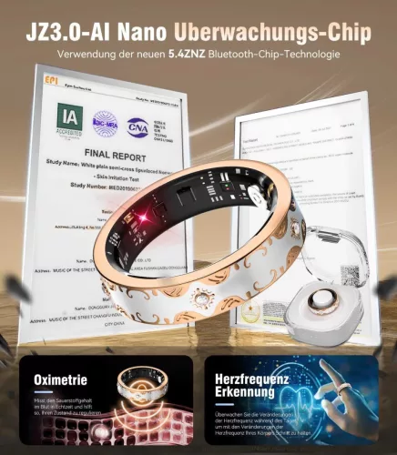 XSWCCJJ 10 Gen Diamond Smart Ring, Bluetooth, Android, iOS, Waterproof IP68, Sleep Monitoring, SpO2, Okos Gyűrű, Elegáns Stílus, 10 g