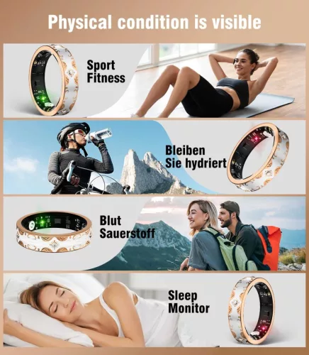 XSWCCJJ 10 Gen Diamond Smart Ring, Bluetooth, Android, iOS, Waterproof IP68, Sleep Monitoring, SpO2, Okos Gyűrű, Elegáns Stílus, 10 g