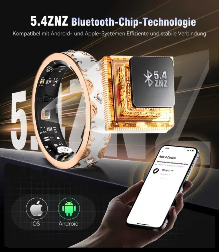 XSWCCJJ 10 Gen Diamond Smart Ring, Bluetooth, Android, iOS, Waterproof IP68, Sleep Monitoring, SpO2, Okos Gyűrű, Elegáns Stílus, 10 g