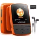 WOLFANG WMP01 MP3 Lejátszó, 64 GB, Bluetooth 5.3, Sportcsipesz, HiFi Veszteségmentes Hang, FM Rádió, Képnézegető, Hangrögzítő, Lépésszámláló, Időzítő, Micro SD, Aux, USB, Narancs