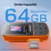 WOLFANG WMP01 MP3 Lejátszó, 64 GB, Bluetooth 5.3, Sportcsipesz, HiFi Veszteségmentes Hang, FM Rádió, Képnézegető, Hangrögzítő, Lépésszámláló, Időzítő, Micro SD, Aux, USB, Narancs