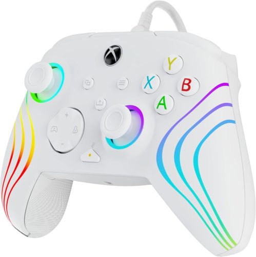 PDP Afterglow Wave Vezetékes Kontroller, Xbox Series X|S, Xbox One, Windows PC, RGB LED Világítás, PDP Control Hub App, Hangerőszabályzás D-Padon, Share Gomb, USB-C, Fehér