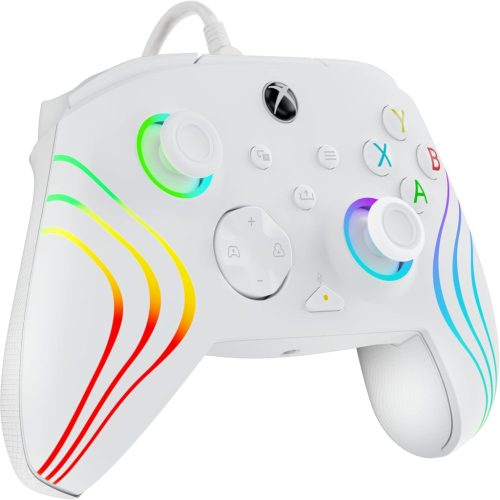 PDP Afterglow Wave Vezetékes Kontroller, Xbox Series X|S, Xbox One, Windows PC, RGB LED Világítás, PDP Control Hub App, Hangerőszabályzás D-Padon, Share Gomb, USB-C, Fehér