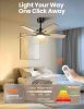 Hisummer 106 cm Mennyezeti Ventilátor Világítással és Távirányítóval, Fekete-Barna Két Színű Lapát, 3 CCT, 6 Sebesség