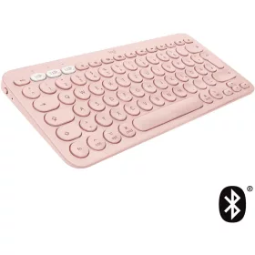   Logitech K380 Multi-Device Bluetooth Billentyűzet Mac-hez, QWERTZ, 3 Eszköz Easy-Switch, Multimédia Gombok, 2×AAA, 24 Hónap Üzemidő, Rózsaszín