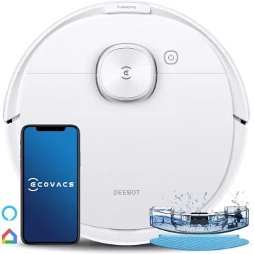   ECOVACS Deebot N8 Robotporszívó Felmosó Funkcióval, 2300 Pa, TrueMapping 1.0 Lézer Navigáció, HEPA Szűrő, 4 Szívóerő Szint, Fehér