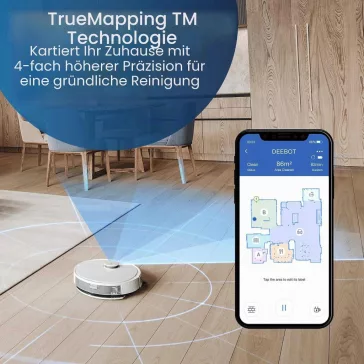   ECOVACS Deebot N8 Robotporszívó Felmosó Funkcióval, 2300 Pa, TrueMapping 1.0 Lézer Navigáció, HEPA Szűrő, 4 Szívóerő Szint, Fehér