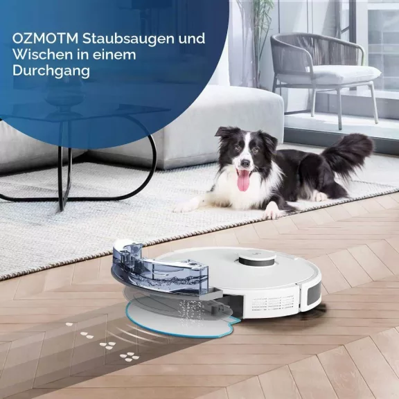 ECOVACS Deebot N8 Robotporszívó Felmosó Funkcióval, 2300 Pa, TrueMapping 1.0 Lézer Navigáció, HEPA Szűrő, 4 Szívóerő Szint, Fehér