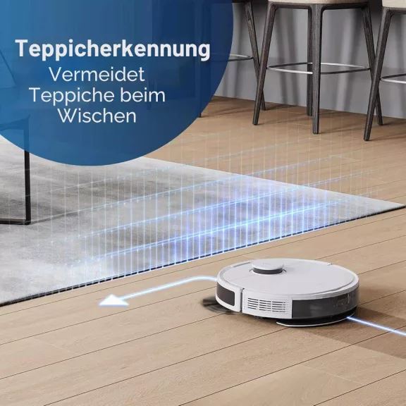 ECOVACS Deebot N8 Robotporszívó Felmosó Funkcióval, 2300 Pa, TrueMapping 1.0 Lézer Navigáció, HEPA Szűrő, 4 Szívóerő Szint, Fehér