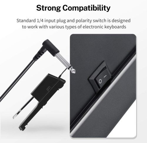 Donner DSP-001 Sustain Pedál, Digitális Zongora, Elektronikus Billentyűzet, 6,35mm Jack, Gyors Válasz, Króm Ház, Gumiborítás, Fekete