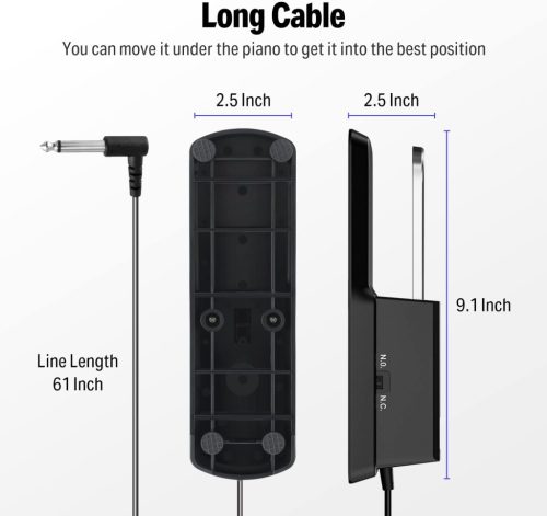 Donner DSP-001 Sustain Pedál, Digitális Zongora, Elektronikus Billentyűzet, 6,35mm Jack, Gyors Válasz, Króm Ház, Gumiborítás, Fekete