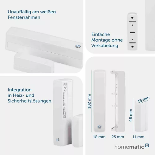 Homematic IP Smart Home Ablak- és Ajtókontakt Magnetikus Digitális Szenzor 10,2 x 2,5 x 1,8 cm