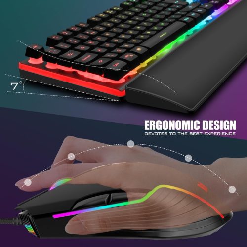 RedThunder K10 RGB Gamer Billentyűzet és Egér Szett Német QWERTZ