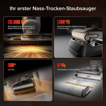   Roborock F25 GT Vezeték Nélküli Porszívó és Felmosó, 20000 Pa Szívóerő, 90 °C Öntisztítás, Forró Levegős Önszárítás, 450 RPM Tisztítás, Hangriasztás, Fehér