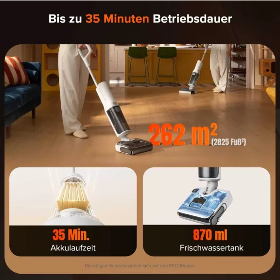Roborock F25 GT Vezeték Nélküli Porszívó és Felmosó, 20000 Pa Szívóerő, 90 °C Öntisztítás, Forró Levegős Önszárítás, 450 RPM Tisztítás, Hangriasztás, Fehér