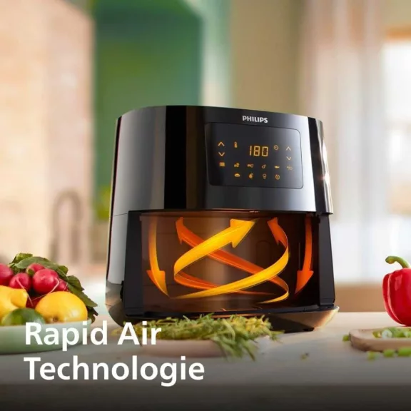 Philips Essential Airfryer XL HD9270/90 Forrólevegős Sütő, 2000 W, 6,2 L, 1,2 kg Kosár, Rapid Air Technológia, Érintőkijelző, Hőmérséklet Szabályzás, Fekete Philips Essential Airfryer XL HD9270/90 Forrólevegős Sütő, 2000 W, 6,2 L, 1,2 kg Kosár, Rapid Air Technológia, Érintőkijelző, Hőmérséklet Szabályzás, Fekete