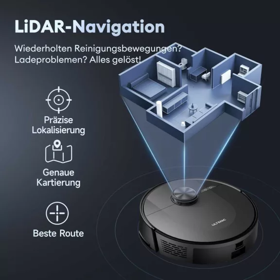 Ultenic T10 Lite Robotporszívó Felmosó Funkcióval, 5000 Pa Szívóerő, LiDAR Navigáció, Automatikus Portartály-ürítés, 180 Perc Üzemidő, Fekete Ultenic T10 Lite Robotporszívó Felmosó Funkcióval, 5000 Pa Szívóerő, LiDAR Navigáció, Automatikus Portartály-ürítés, 180 Perc Üzemidő, Fekete