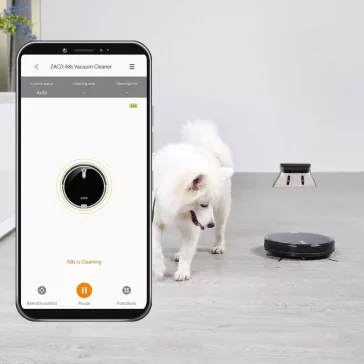   ZACO A8s Robotporszívó, 2 Az 1-ben Porszívózás És Felmosás, 0.3 L Portartály, 0.3 L Víz­tartály, App És Alexa Vezérlés, Li-Ion, 14.4 V, Fekete