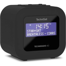   TechniSat Techniradio 40 DAB+ Digitális Rádió és Ébresztőóra, USB Töltési Funkcióval, LCD Kijelző, Szundi Funkció, Fekete
