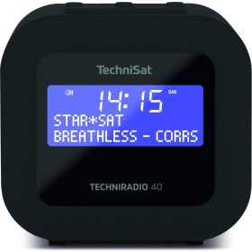   TechniSat Techniradio 40 DAB+ Digitális Rádió és Ébresztőóra, USB Töltési Funkcióval, LCD Kijelző, Szundi Funkció, Fekete
