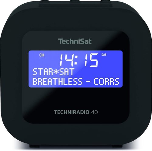 TechniSat Techniradio 40 DAB+ Digitális Rádió és Ébresztőóra, USB Töltési Funkcióval, LCD Kijelző, Szundi Funkció, Fekete