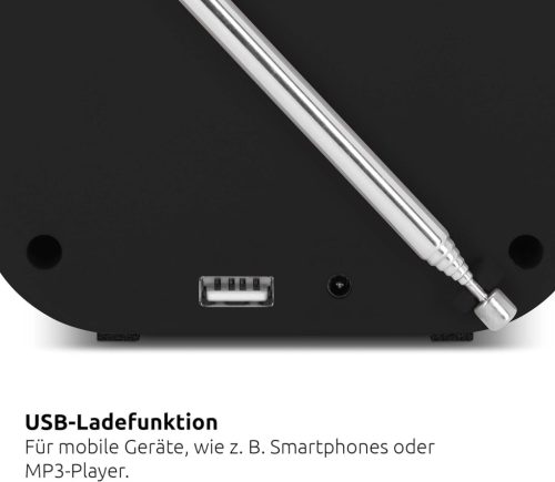 TechniSat Techniradio 40 DAB+ Digitális Rádió és Ébresztőóra, USB Töltési Funkcióval, LCD Kijelző, Szundi Funkció, Fekete