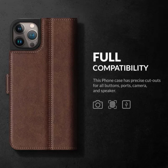 Surazo Leather Wallet Tok Apple iPhone 14 Pro, Crazy Horse Valódi Bőr, Szilikon Belső, RFID Védelem, Mágneses Zár, Állvány, Barna Mancsminta Surazo Leather Wallet Tok Apple iPhone 14 Pro, Crazy Horse Valódi Bőr, Szilikon Belső, RFID Védelem, Mágneses Zár, Állvány, Barna Mancsminta