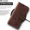 Surazo Leather Wallet Tok Apple iPhone 14 Pro, Crazy Horse Valódi Bőr, Szilikon Belső, RFID Védelem, Mágneses Zár, Állvány, Barna Mancsminta