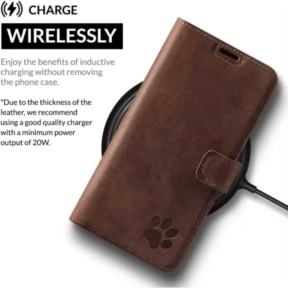 Surazo Leather Wallet Tok Apple iPhone 14 Pro, Crazy Horse Valódi Bőr, Szilikon Belső, RFID Védelem, Mágneses Zár, Állvány, Barna Mancsminta Surazo Leather Wallet Tok Apple iPhone 14 Pro, Crazy Horse Valódi Bőr, Szilikon Belső, RFID Védelem, Mágneses Zár, Állvány, Barna Mancsminta