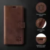 Surazo Leather Wallet Tok Apple iPhone 14 Pro, Crazy Horse Valódi Bőr, Szilikon Belső, RFID Védelem, Mágneses Zár, Állvány, Barna Mancsminta