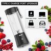 Mulli Hordozható 15oz Mini Turmixgép - Fekete, USB-C, 150W, Rozsdamentes Acél Pengék