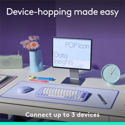 Logitech POP ICON Keys Vezeték nélküli Bluetooth Billentyűzet, Kényelmes Gépelés, Programozható Gombok, Graphite és Zöld