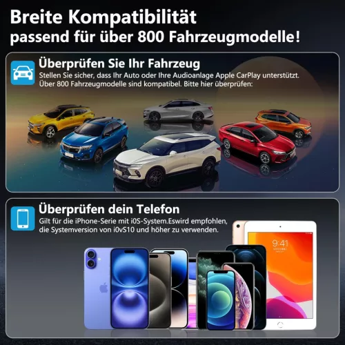 Terunsoul Vezeték Nélküli CarPlay Adapter – iOS Kompatibilis, 17 mm x 90 mm x 130 mm