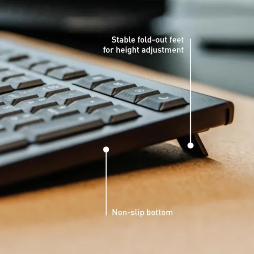 CHERRY KW 3000 Vezeték Nélküli Billentyűzet, Teljes Méret, Numerikus Pad, 2,4 GHz RF, USB-A Nano Vevő, Csendes Billentyűk, UK QWERTY, Fekete