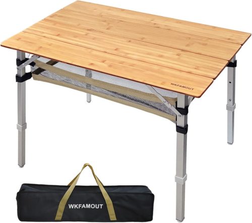 WKFAMOUT 80x55 cm Bambusz Camping Asztal