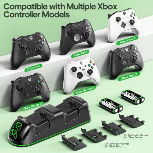 OIVO Xbox Controller Töltő Állomás 2 x 5520 mAh Akkumulátorral és RGB Módokkal
